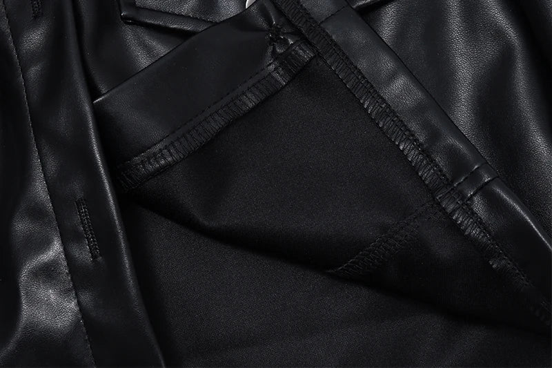 Harlow – Women’s Faux Leather Cropped Jacket with Button Front