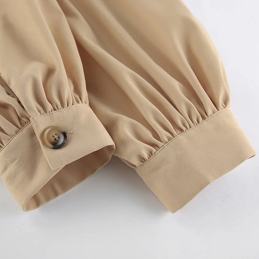 Amari – Women’s Pleated Cropped Jacket with Stand Collar