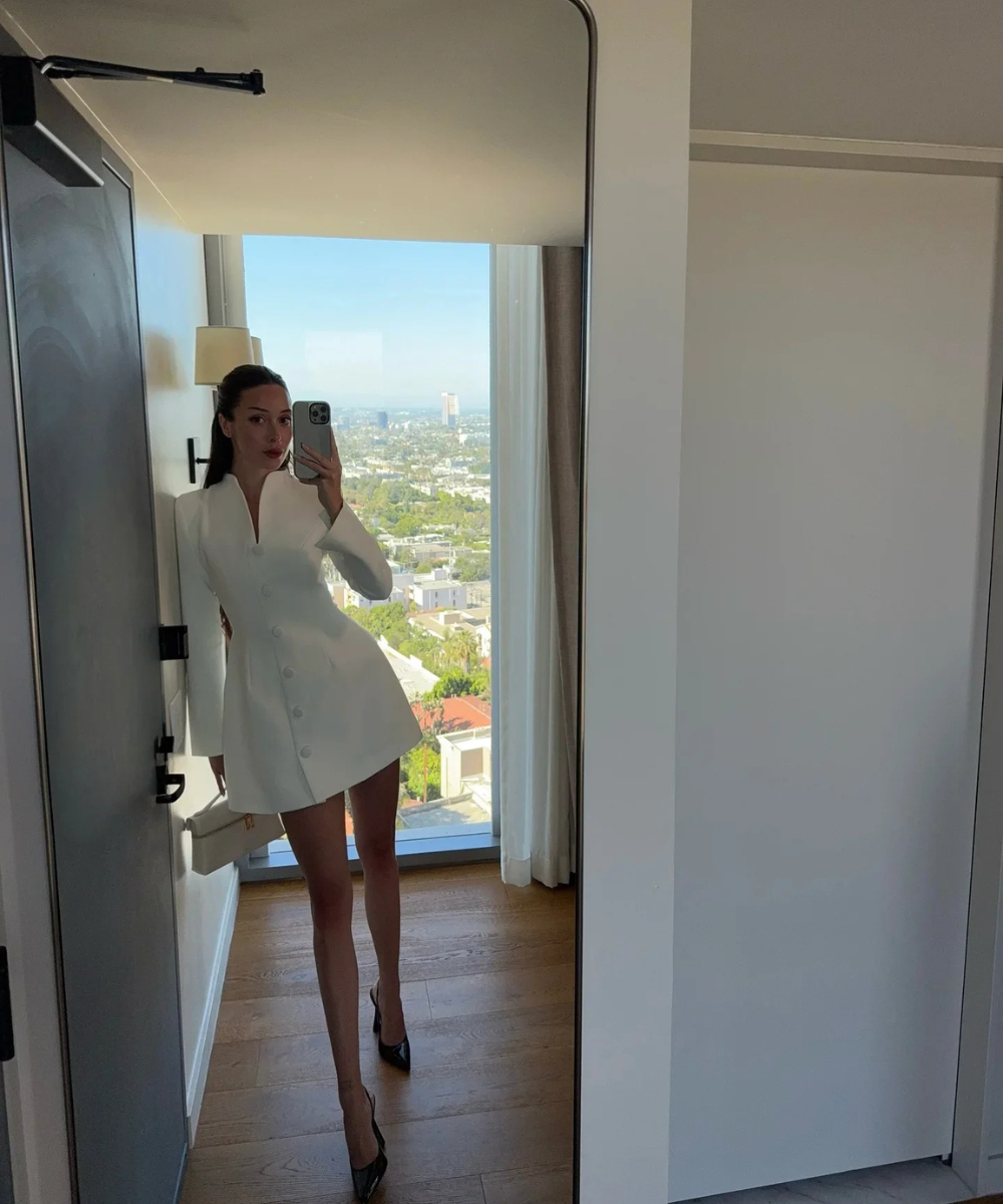 Aria – Women’s Mini Dress Elegant Button Front A-Line Long Sleeve - Auvrya