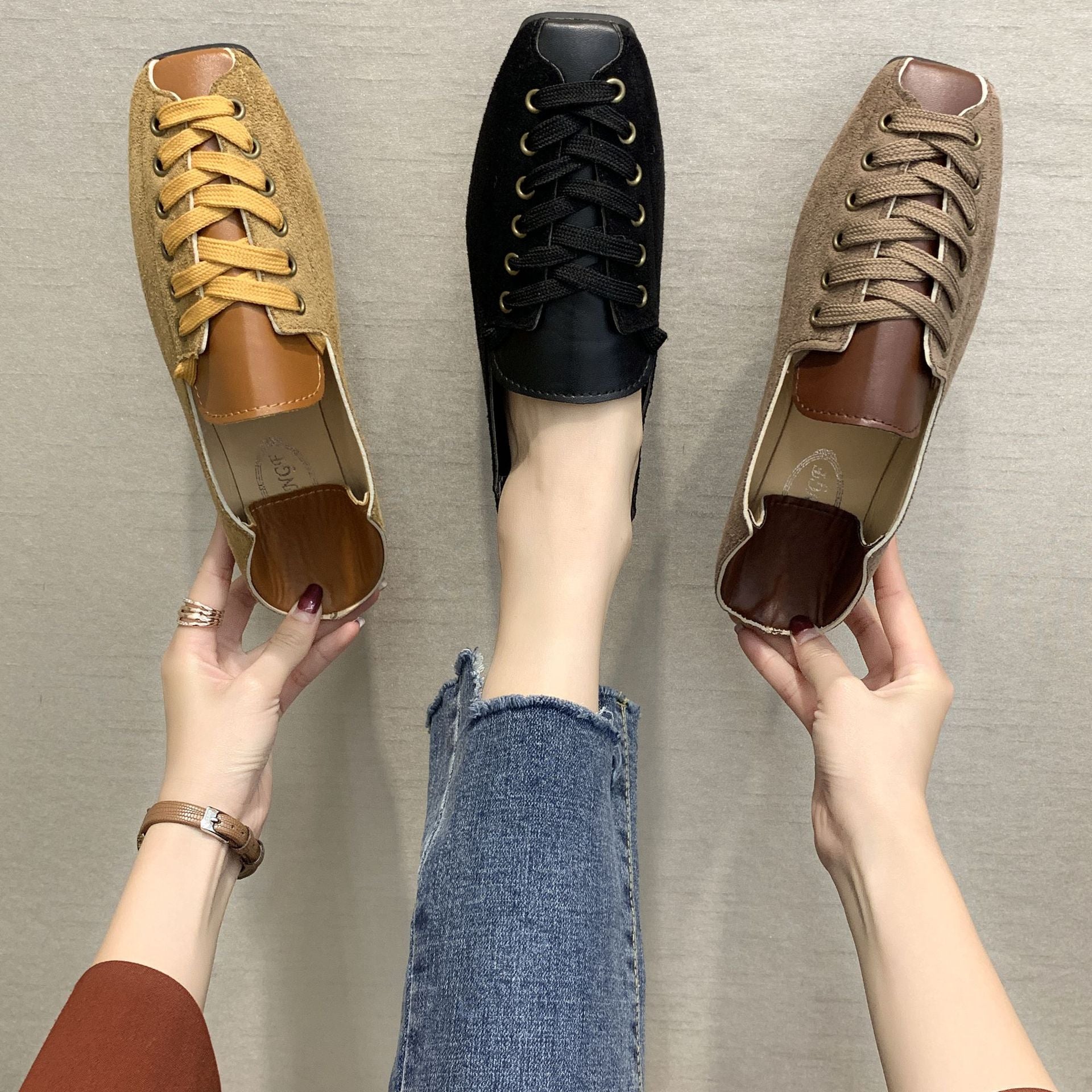 Women’s Square Toe Slip-On Flats with Cushioned Comfort for All-Day Wear