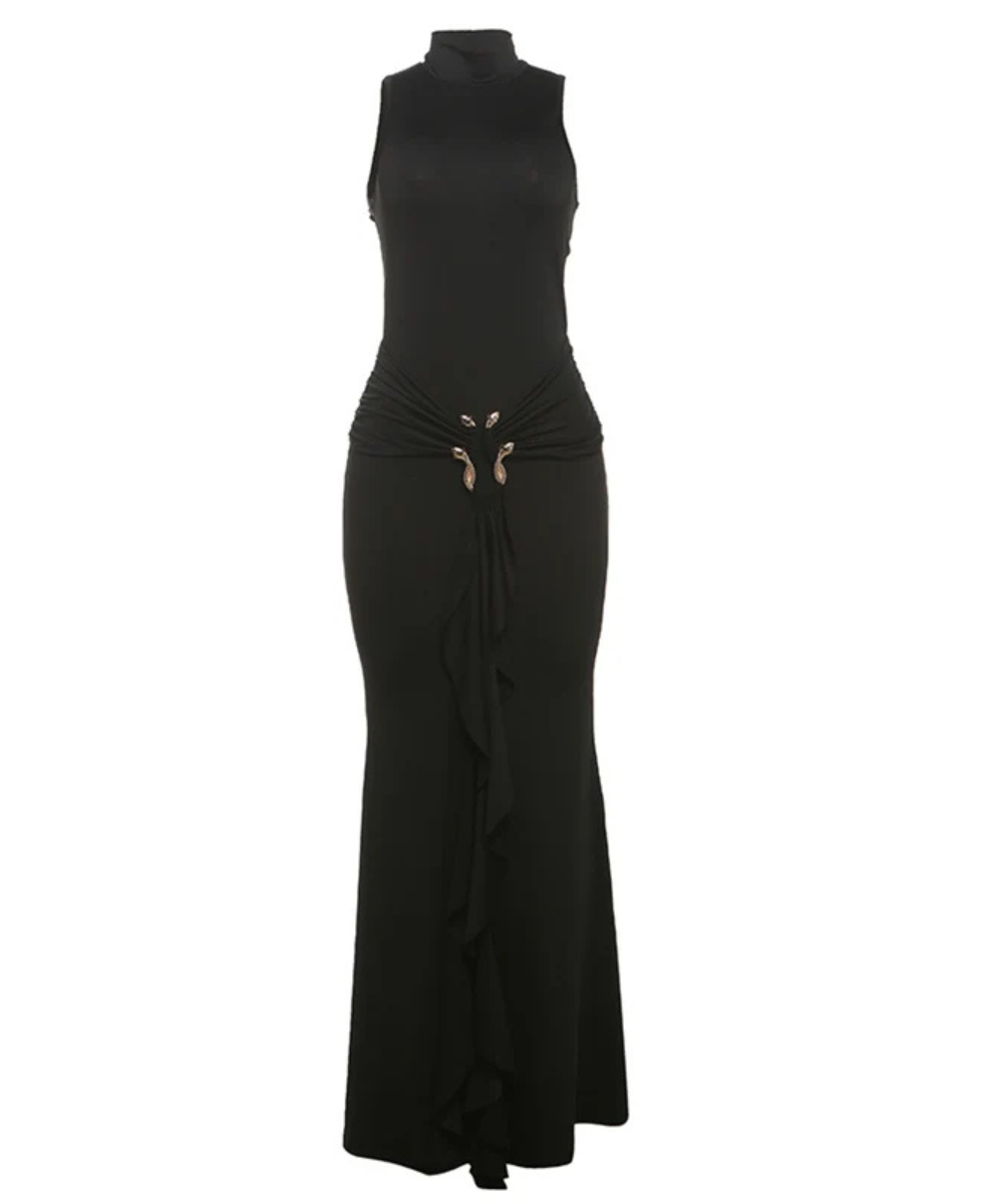 Claire – Women’s Elegant Bodycon Maxi Dress Sleeveless Turtleneck - Auvrya