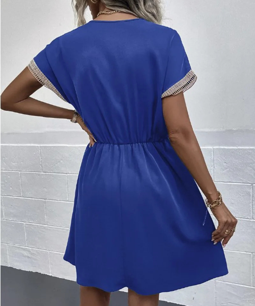 Lucy – Women’s V-Neck Short Sleeve Casual Midi Dress - Auvrya