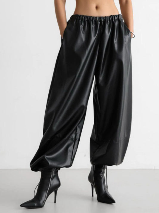 Dahlia – Women’s High-Waisted Faux Leather Balloon Pants