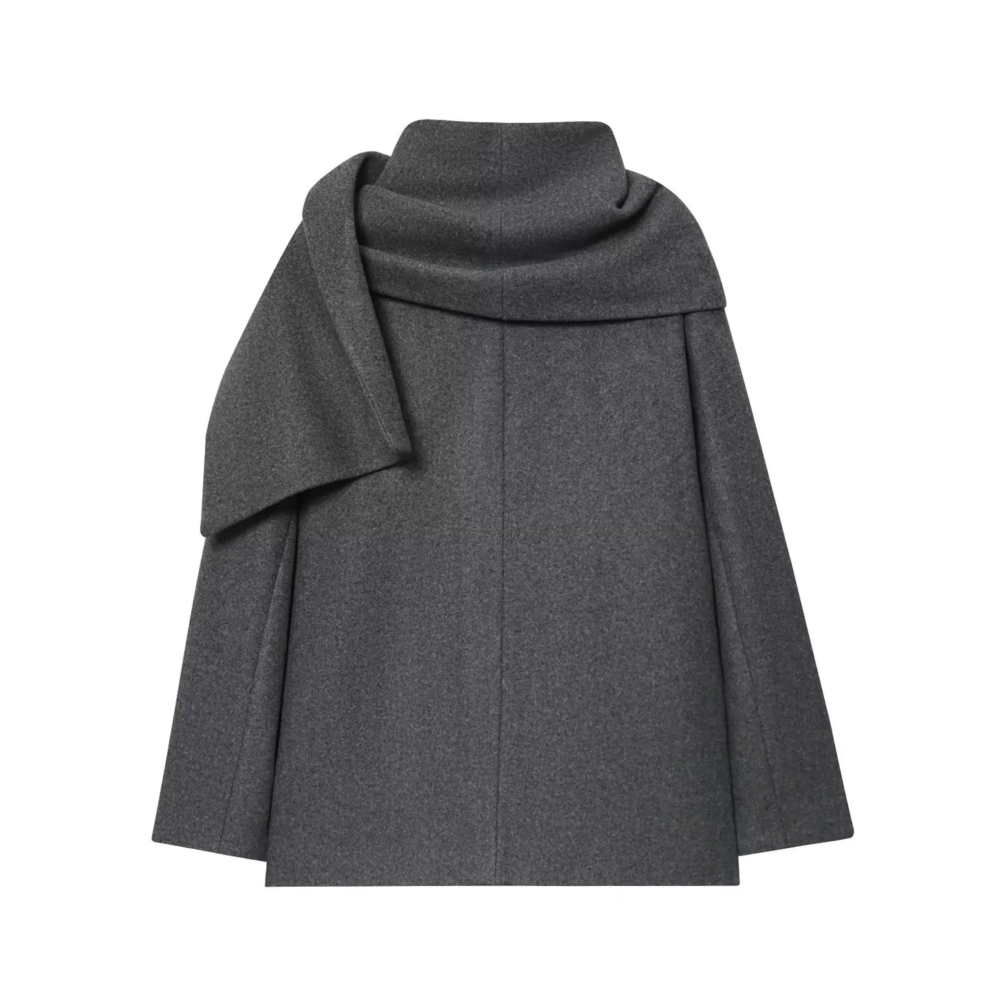 Maliyah – Women’s Wool Blend Short Coat with Scarf Collar