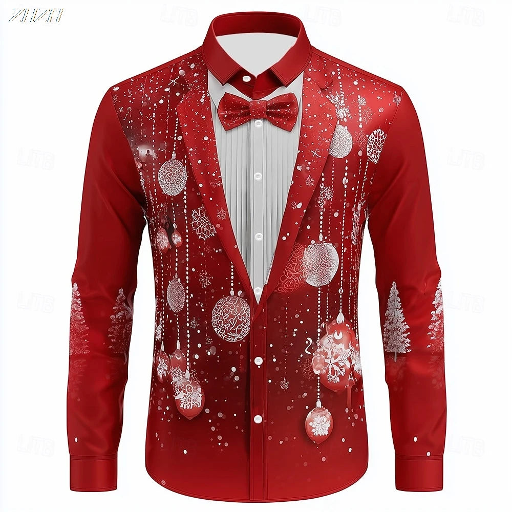 Anthony – Men's Formal Shirt Snowflake Print Tuxedo Style