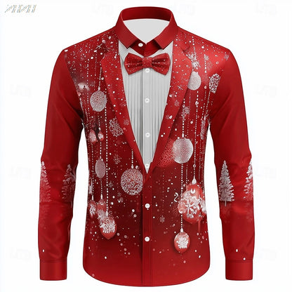 Anthony – Men's Formal Shirt Snowflake Print Tuxedo Style