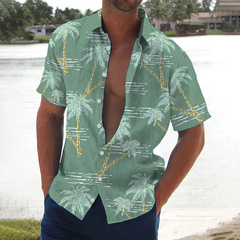 Joseph – Men’s Retro Hawaiian Shirt with Coconut Tree Print