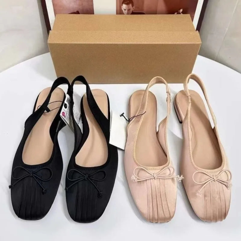 Belinda – Women’s Elegant Silk Mary Jane Flats with Square Toe