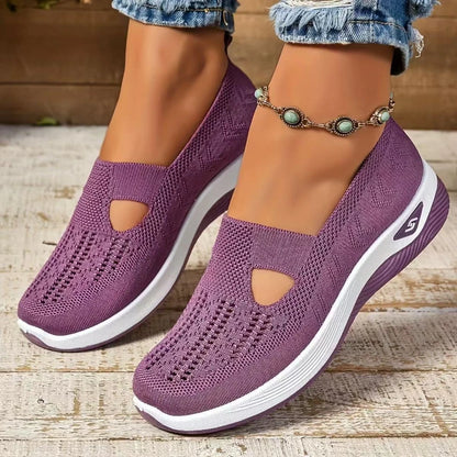 Breathable Mesh Women’s Sneakers – Lightweight Slip-On Walking Shoes