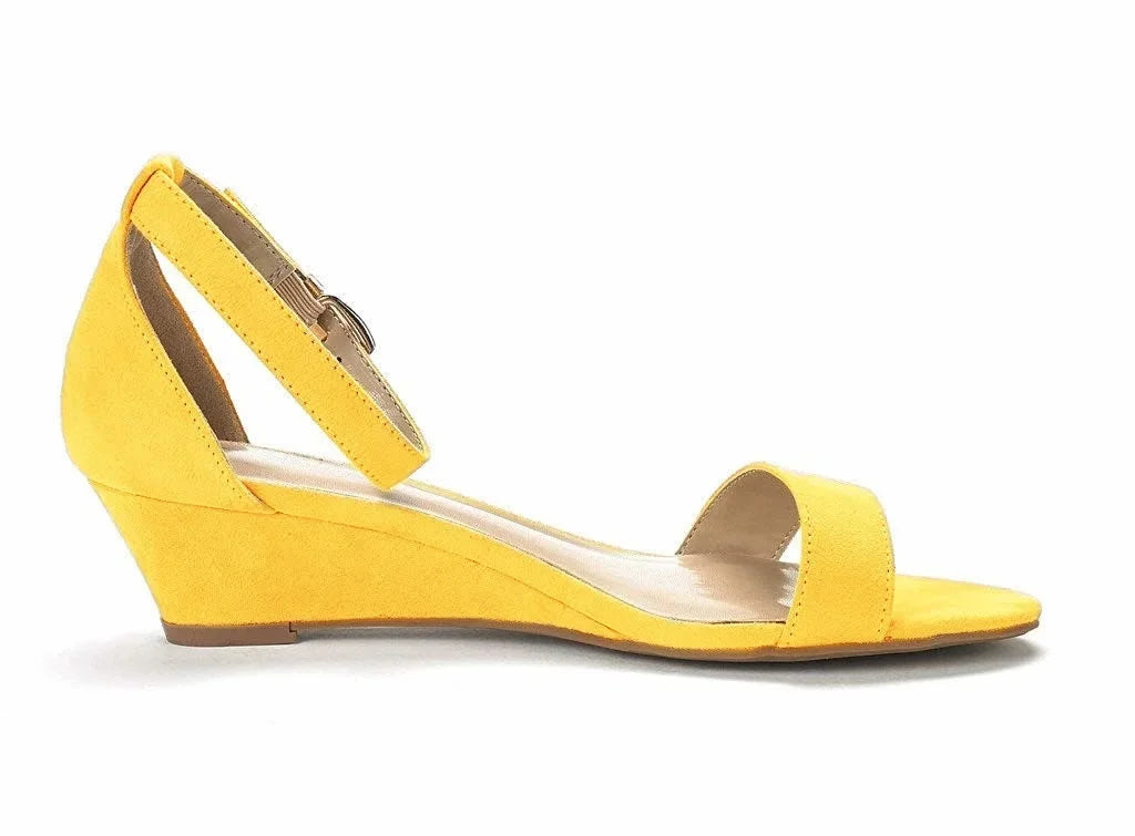 Lylah – Women’s Velvet Wedge Heels with Pointed Toe and Buckle Strap