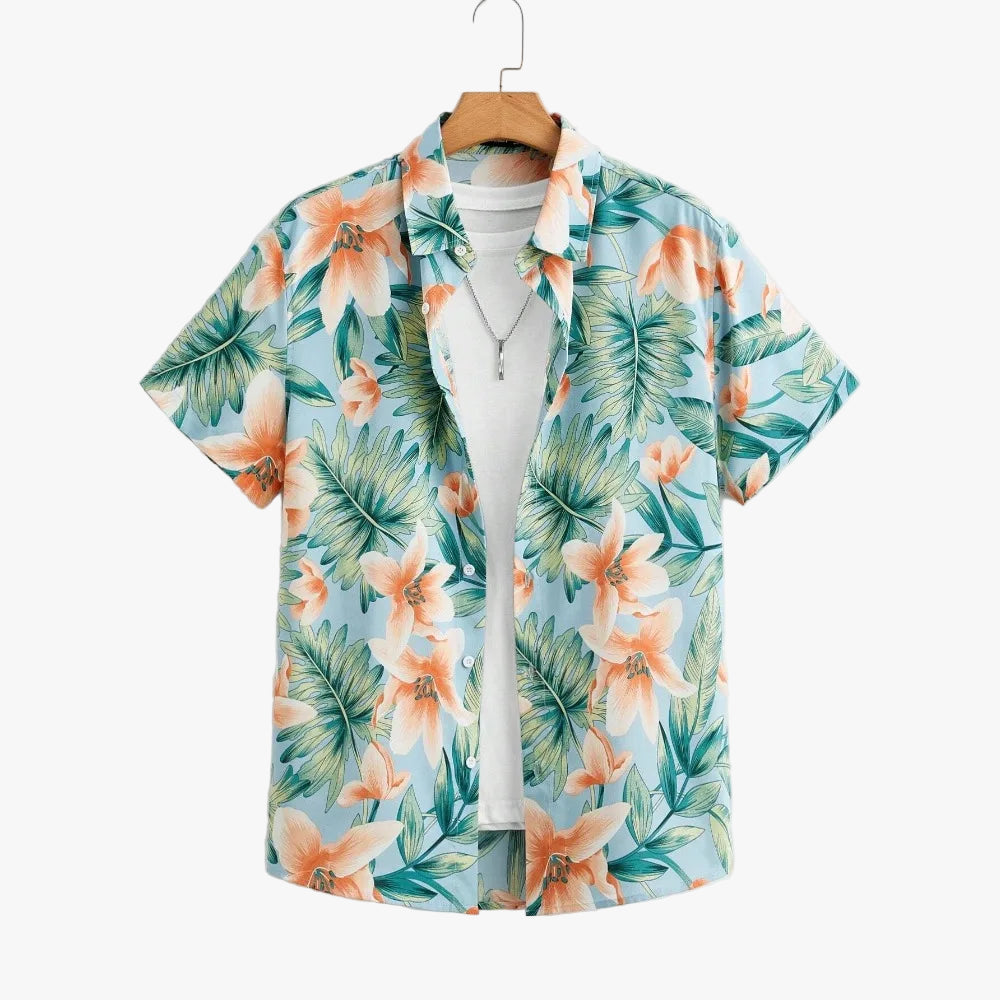 David – Men’s Tropical Print Short-Sleeve Button-Up Shirt