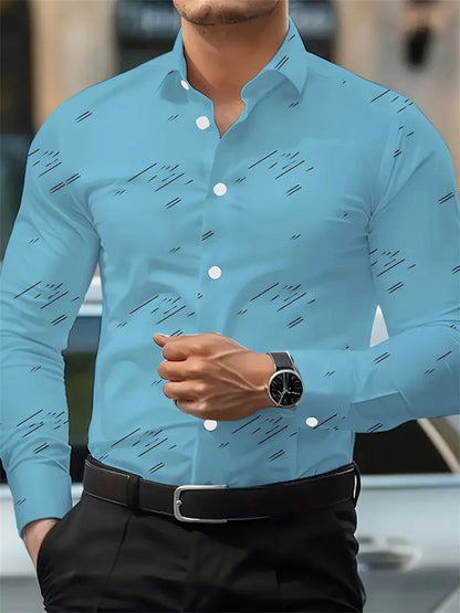 Alexander – Men’s Solid Colour Long-Sleeve Casual Shirt with Lapel