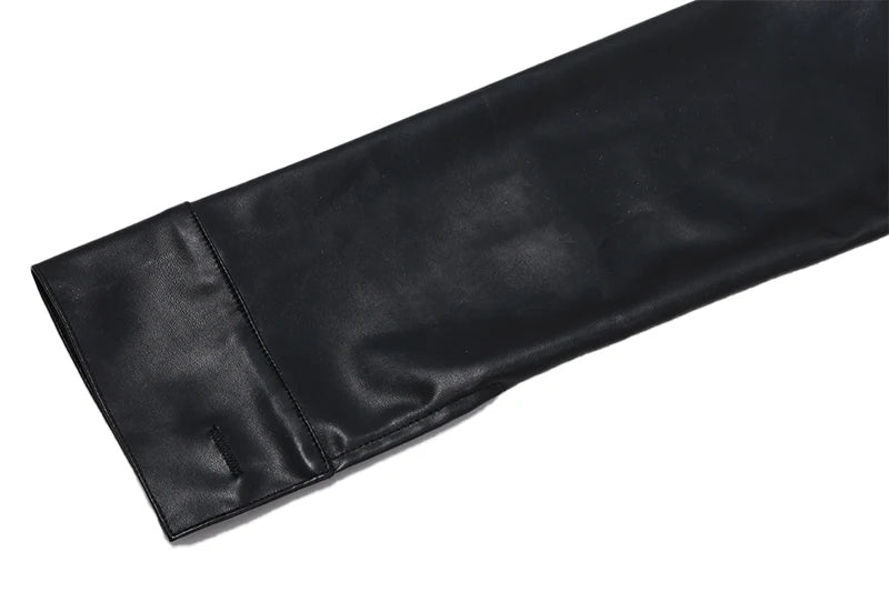 Harlow – Women’s Faux Leather Cropped Jacket with Button Front