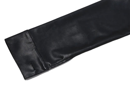 Harlow – Women’s Faux Leather Cropped Jacket with Button Front