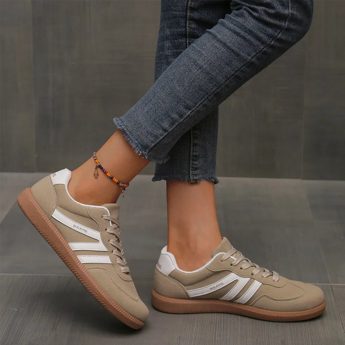 Juliette – Women’s Mixed Colour PU Leather Casual Lace-Up Sneakers