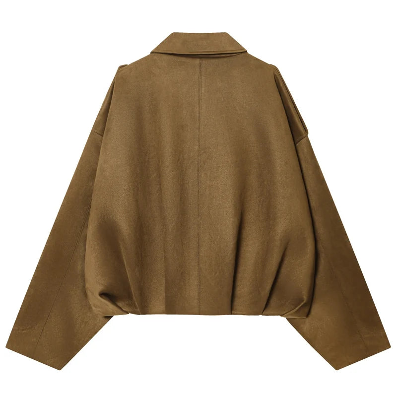 Dream – Women’s Oversized Suede-Feel Bomber Jacket with Drop Shoulders