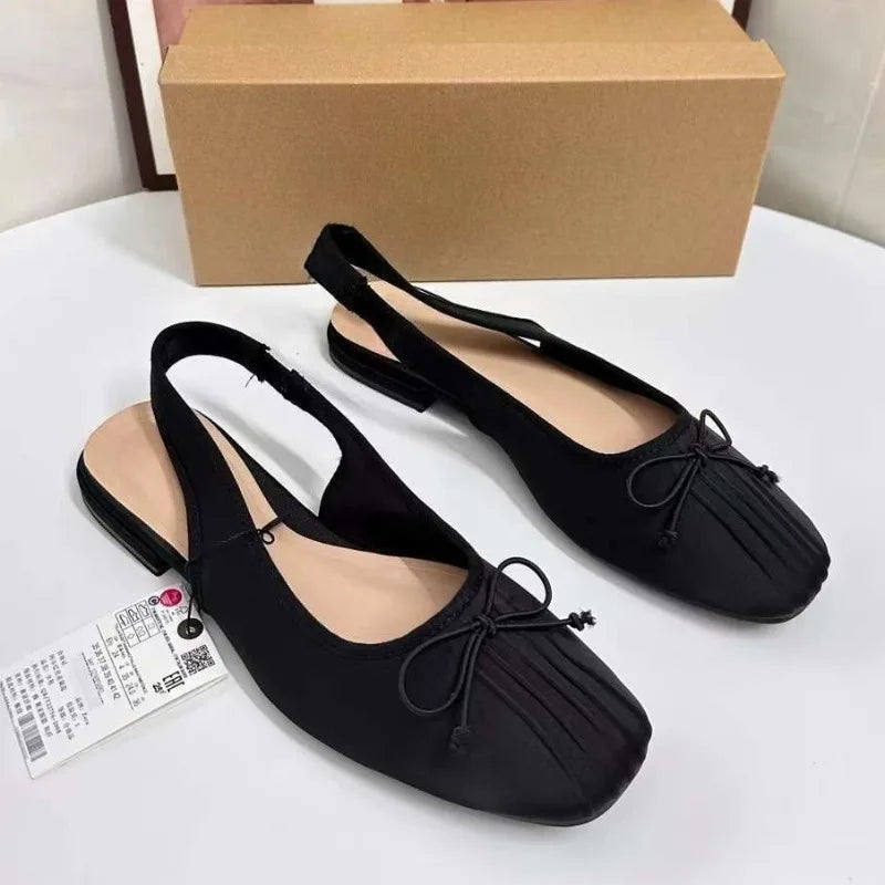 Belinda – Women’s Elegant Silk Mary Jane Flats with Square Toe