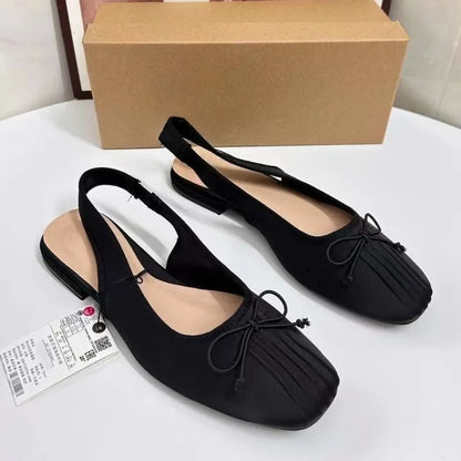 Belinda – Women’s Elegant Silk Mary Jane Flats with Square Toe