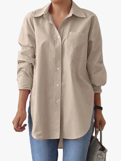 Diana – Women’s Elegant Lapel Blouse Long Sleeve Loose Work Top