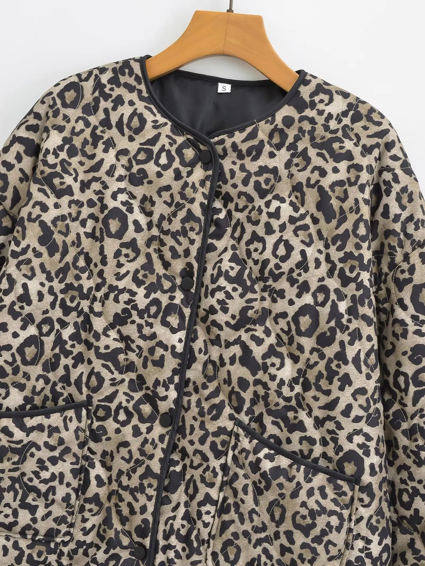 Myra – Women’s Leopard Print Oversized Jacket with Snap Buttons