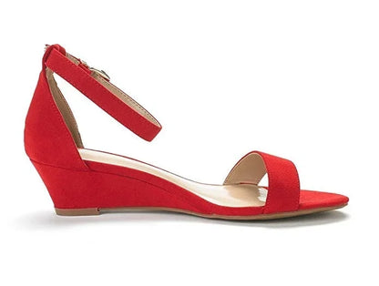 Lylah – Women’s Velvet Wedge Heels with Pointed Toe and Buckle Strap