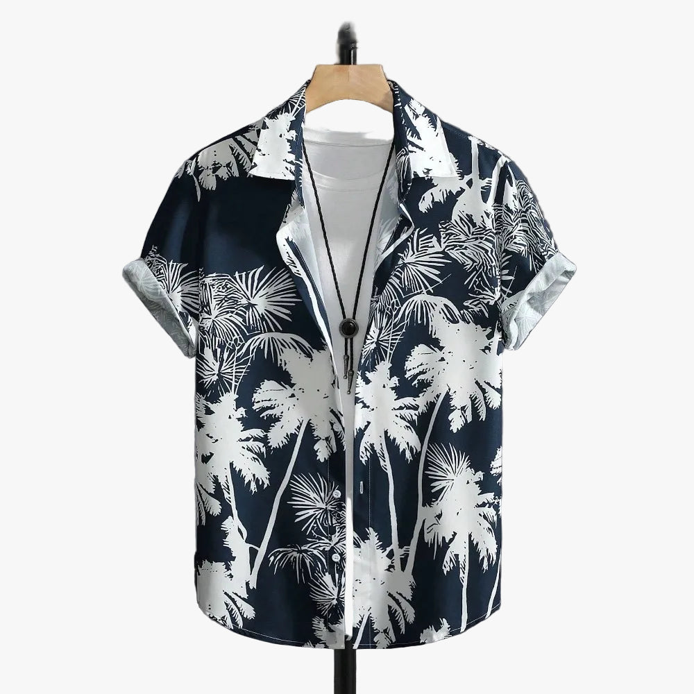 David – Men’s Tropical Print Short-Sleeve Button-Up Shirt