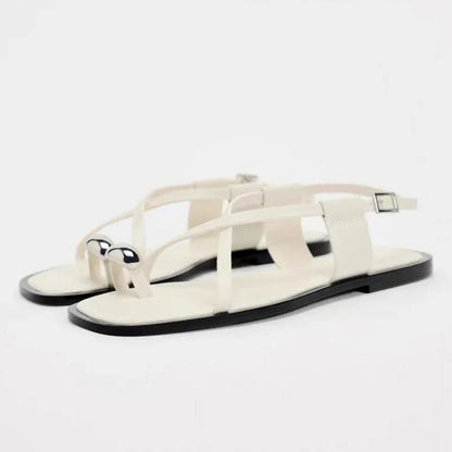 Skylyn – Women’s Flat Sandals with Metal Detail and Cross Straps