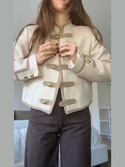 Esmeralda – Women’s Cropped Military Jacket with Toggle Buttons