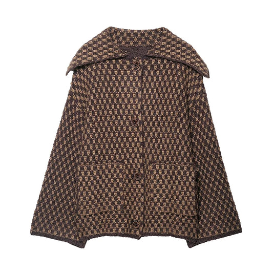 Aleah – Women’s Oversized Knitted Jacket with Geometric Pattern