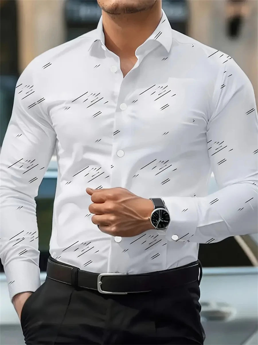 Alexander – Men’s Solid Colour Long-Sleeve Casual Shirt with Lapel