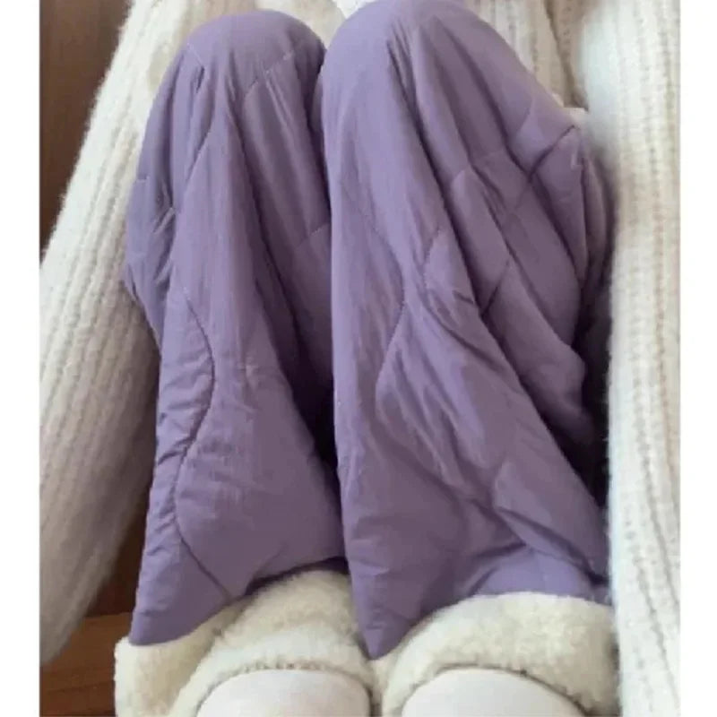 Madilynn – Women’s Pink Fleece Wide-Leg Pants with High Waist