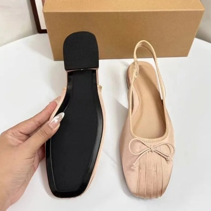 Belinda – Women’s Elegant Silk Mary Jane Flats with Square Toe