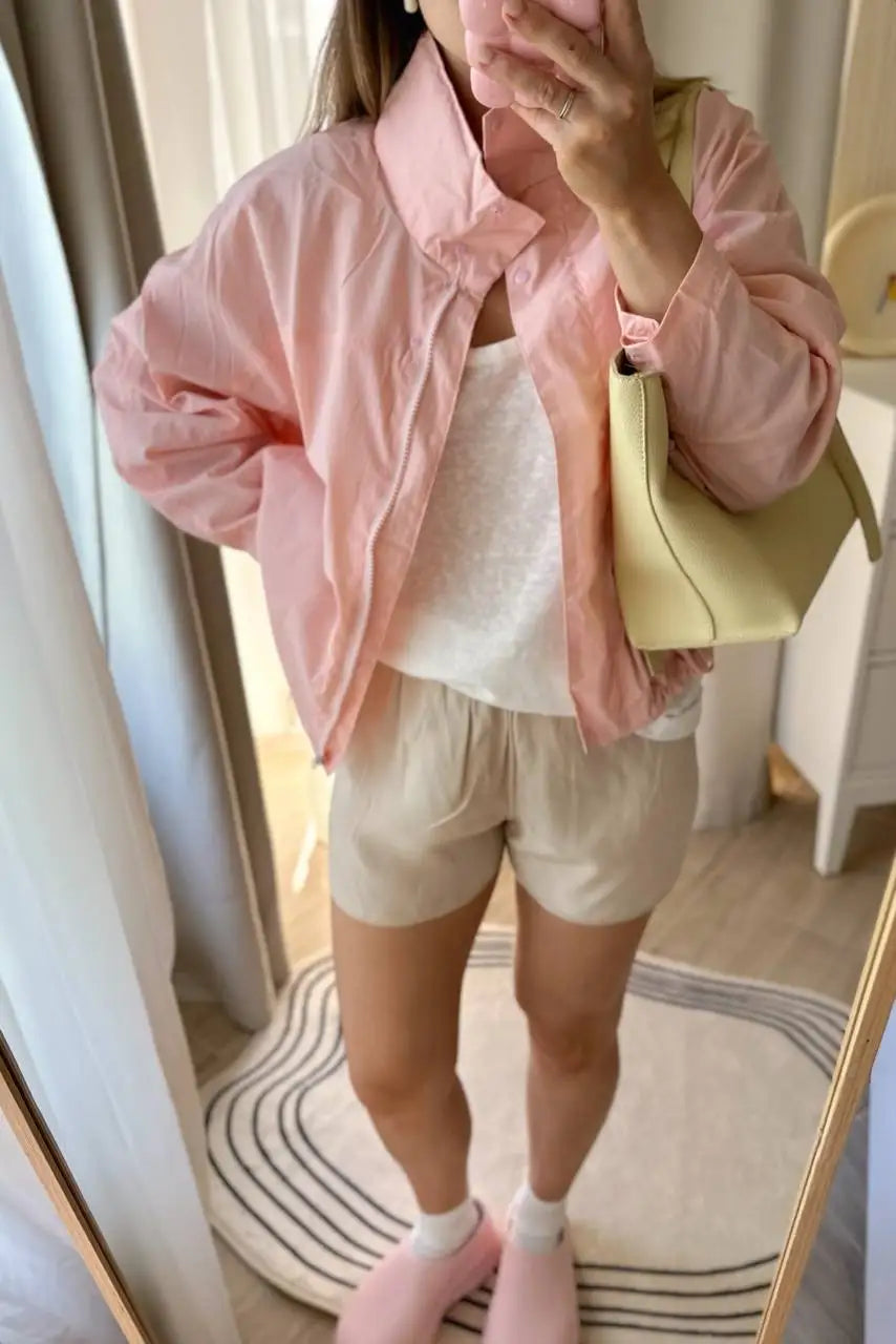 Sabrina – Women’s Windproof Cocoon Jacket with Hood and Stand Collar