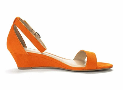 Lylah – Women’s Velvet Wedge Heels with Pointed Toe and Buckle Strap