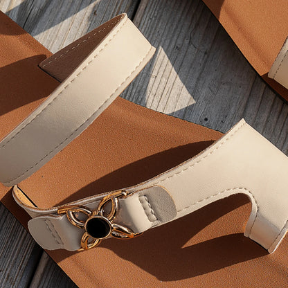 Alaya – Women’s PU Leather Slip-On Flat Sandals for Indoor & Outdoor Wear