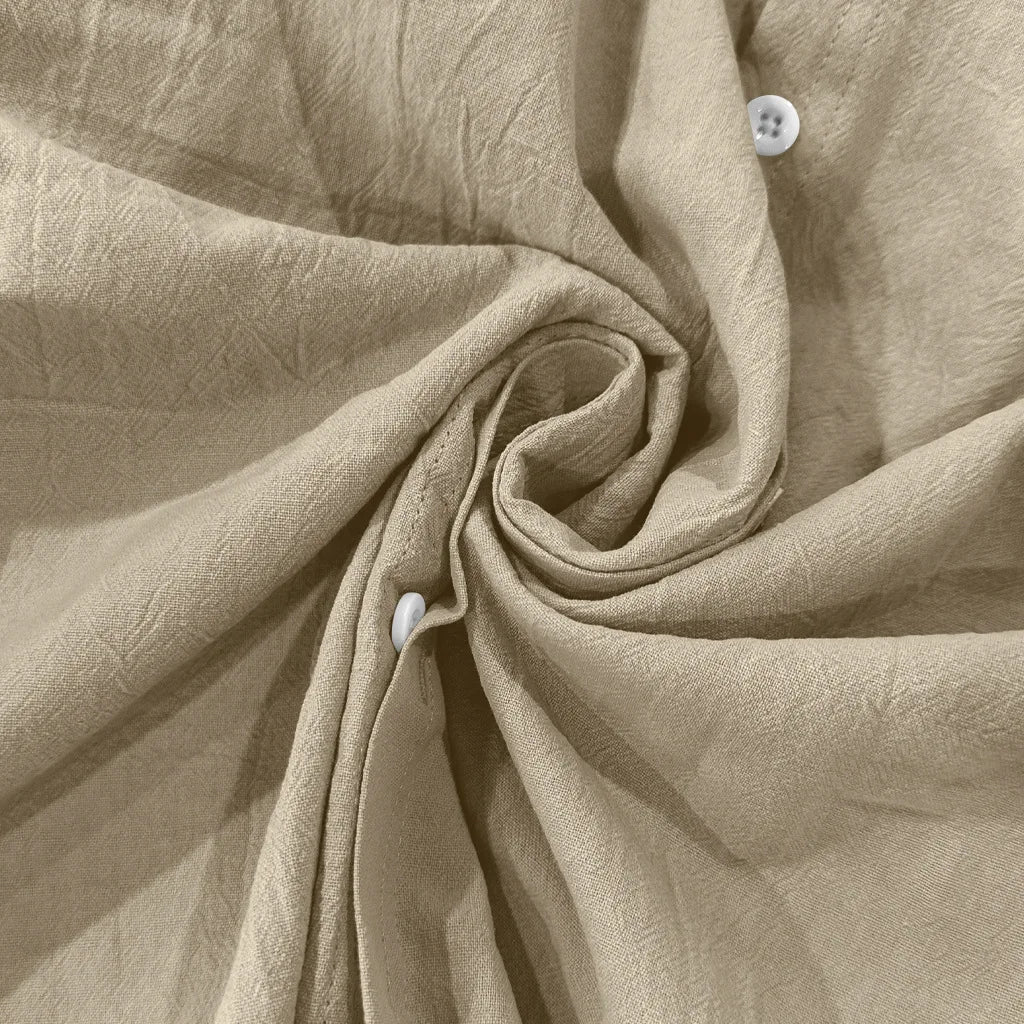 Michael – Men’s Linen Mandarin Collar Shirt with Chest Pocket