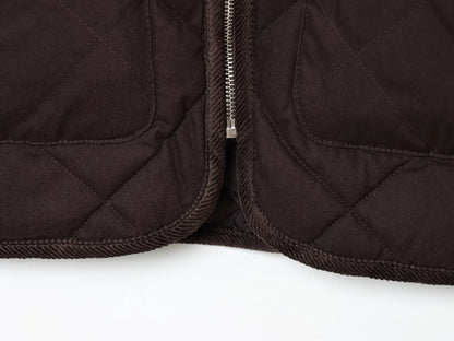 Liana – Women’s Diamond Quilted Zip-Up Jacket with Contrast Collar