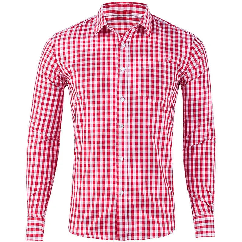 Brandon – Men’s Long Sleeve Checkered Shirt Casual Top