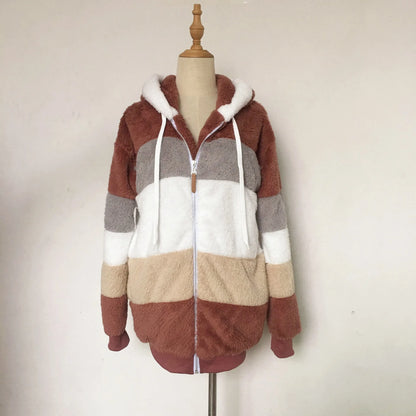 Celeste – Women’s Fleece Hooded Jacket with Patchwork Design