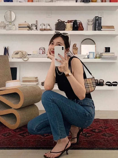 Fallon – Women’s Square Toe Sandals with Kitten Heel and Back Strap