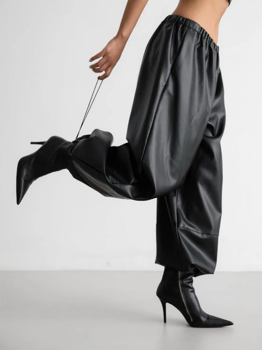 Dahlia – Women’s High-Waisted Faux Leather Balloon Pants