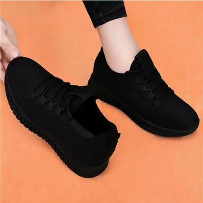 Romina – Women’s Breathable Platform Lace-Up Casual Sneakers Black