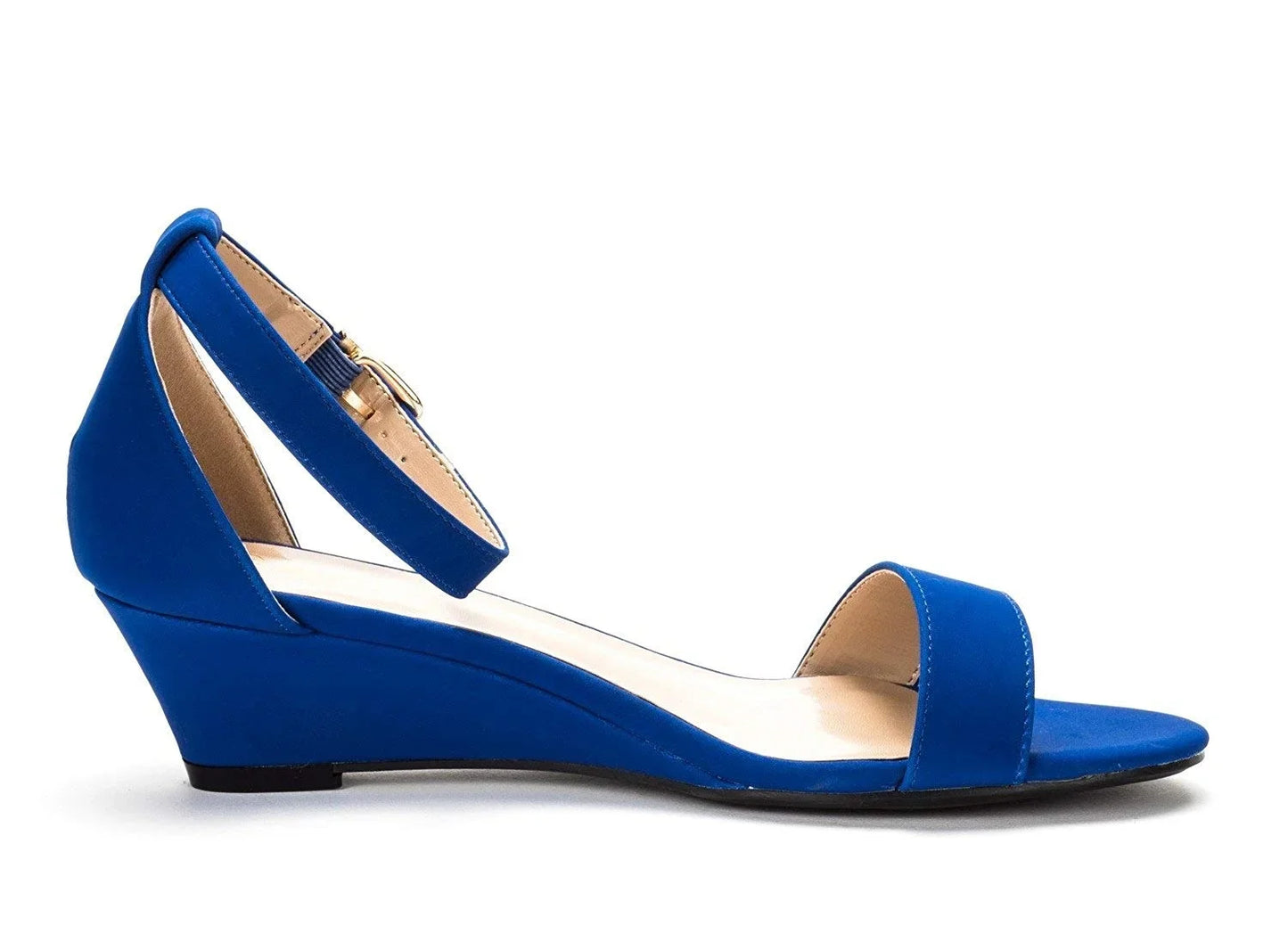 Lylah – Women’s Velvet Wedge Heels with Pointed Toe and Buckle Strap