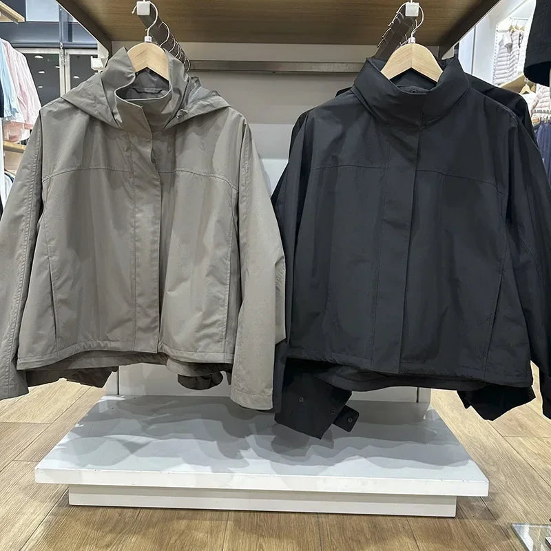 Sabrina – Women’s Windproof Cocoon Jacket with Hood and Stand Collar