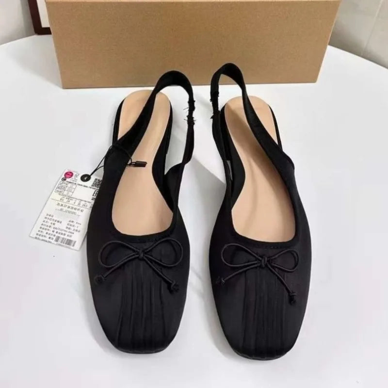 Belinda – Women’s Elegant Silk Mary Jane Flats with Square Toe