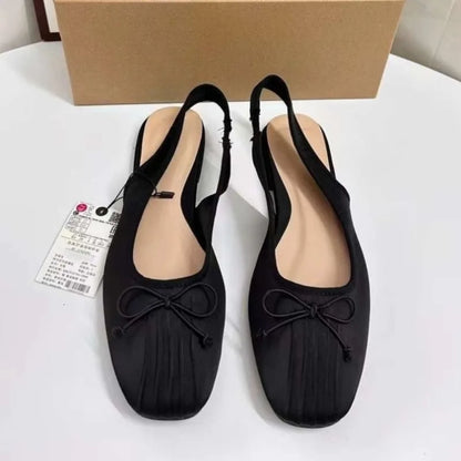 Belinda – Women’s Elegant Silk Mary Jane Flats with Square Toe