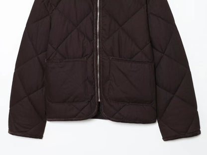 Liana – Women’s Diamond Quilted Zip-Up Jacket with Contrast Collar