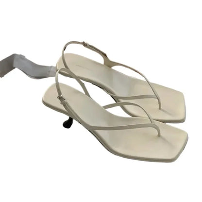 Fallon – Women’s Square Toe Sandals with Kitten Heel and Back Strap