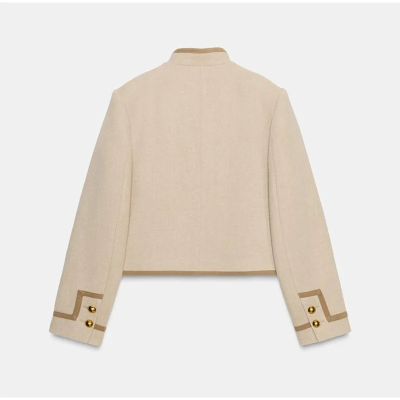 Esmeralda – Women’s Cropped Military Jacket with Toggle Buttons