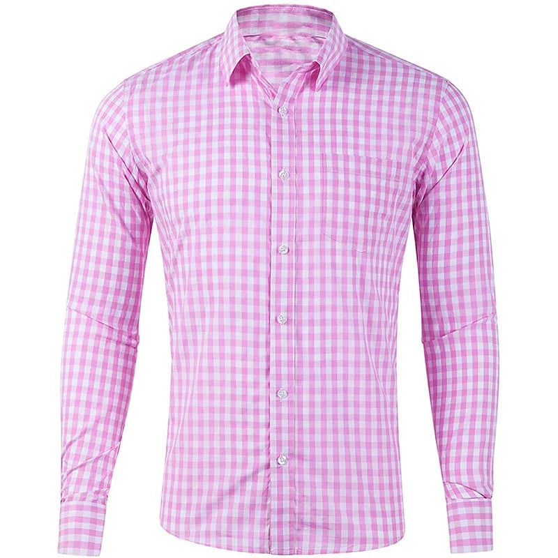 Brandon – Men’s Long Sleeve Checkered Shirt Casual Top